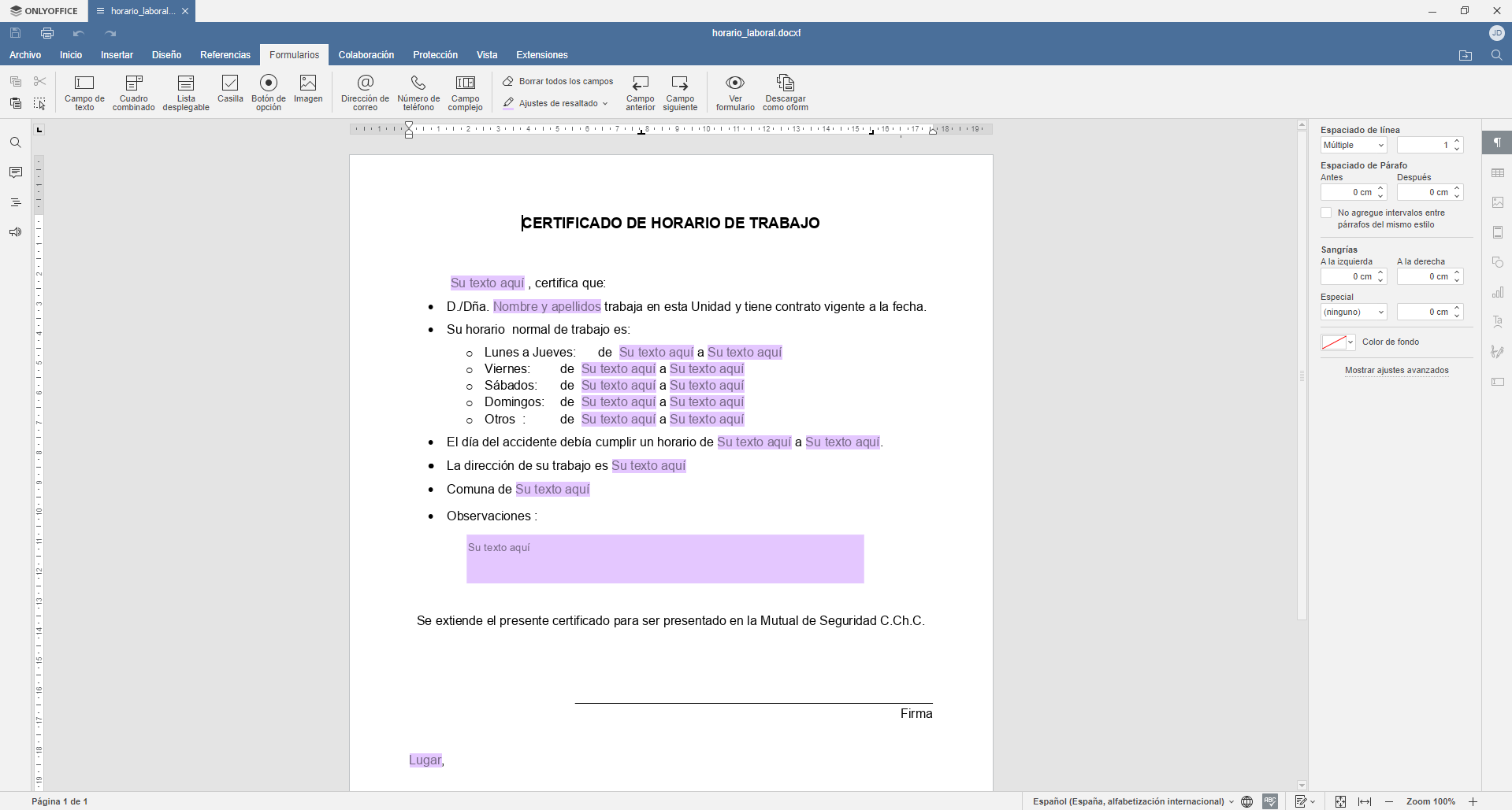 Cómo crear formularios PDF rellenables en Windows usando ONLYOFFICE Desktop Editors